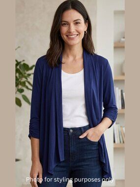 Soma Navy Open-Front Lightweight Cardigan